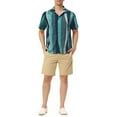 thumbnail image 2 of MODA NOVA Big & Tall Men's Vertical Striped Shirt Short Sleeve Hawaiian Shirt Green 3XLT, 2 of 5
