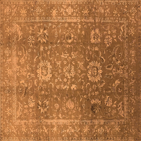 Ahgly Company Indoor Square Oriental Orange Industrial Area Rugs, 8' Square