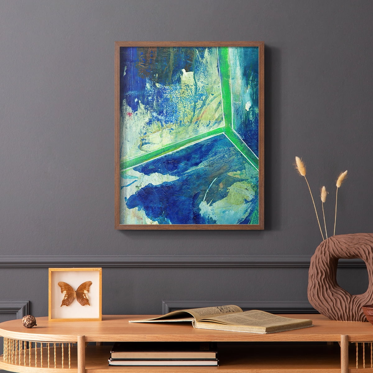 Geometric in Cool VI Framed Print in Brown Solid Wood Framed Print No Nail Hanging