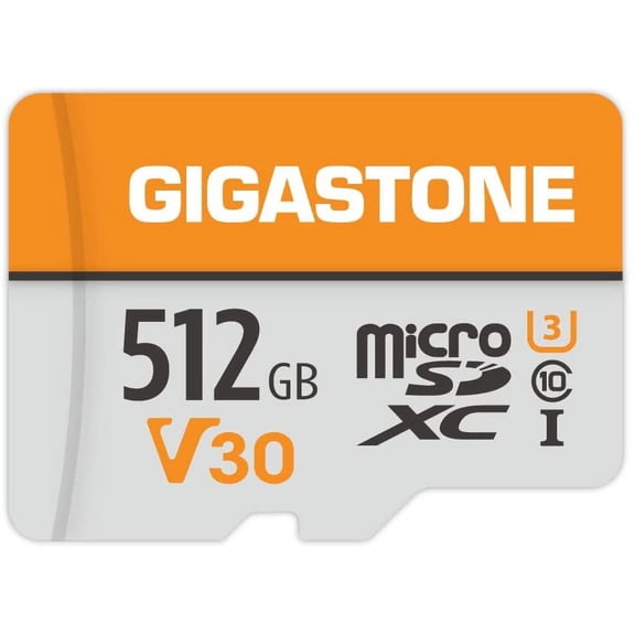 Gigastone 512GB Micro SD Card, 4K Video Pro, GoPro, Surveillance, Security Camera, Action Camera, Drone, 100MB/s MicoSDXC Memory Card UHS-I V30 Class 10