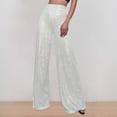 thumbnail image 2 of Pants for Women Elastic Waist Fashion Sequined Sparkling High Waisted Wide Leg Flared Nightclub Wear Casual Trousers Trendy Dressy Silver 4XL, 2 of 6