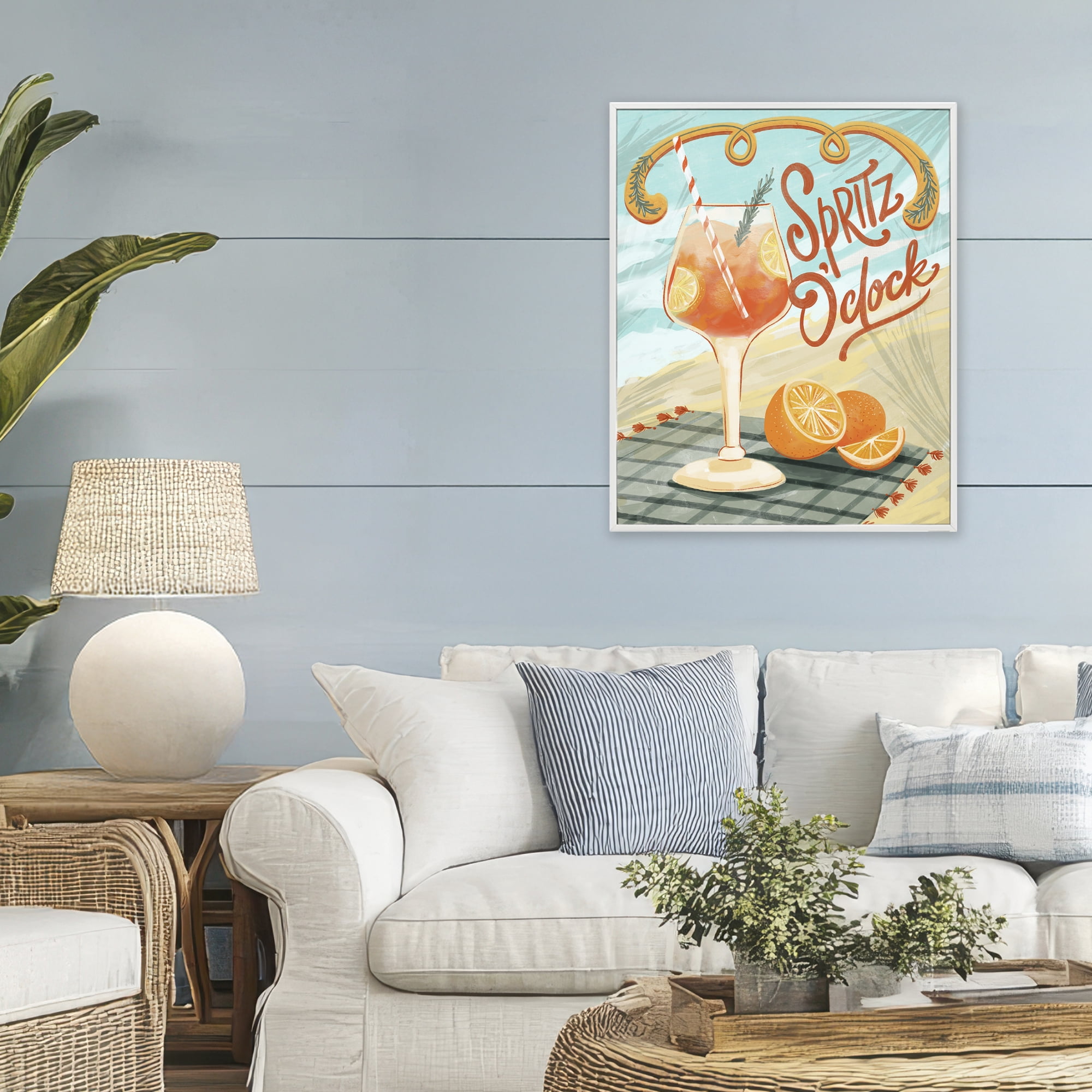 Stupell Industries Spritz O'Clock Citrus Cocktail White Framed Giclee Art, design by Connie Summers