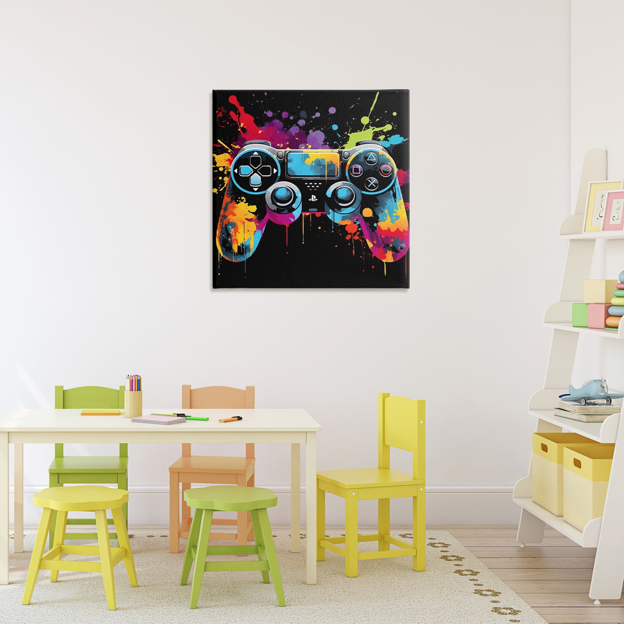 Stupell Industries Paint Splash Game Controller Canvas Wall Art, design by Creative Studio