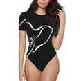 thumbnail image 1 of Saiise Motif Bulldog Français Grenouillère à Manches Courtes pour Femmes, Pyjama à Col Rond, Justaucorps Extensible avec Fermeture à Pression-Moyen, 1 of 7