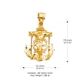 thumbnail image 3 of 14K Yellow Gold Mariner Crucifix Charm Pendant with 1.7mm Flat Open Wheat Chain Necklace - 16", 3 of 4