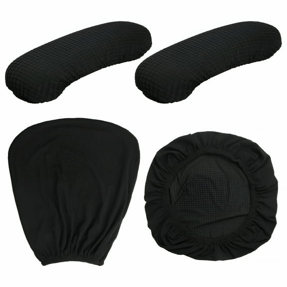 AUQ 4 Pieces Computer Office Chair Covers Set Universal Protective Stretchable Chair Seat Covers Desk Chair Armrest Covers Slipcovers Pads Office Cushion Backrest for Boss Rotating Chairs
