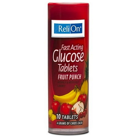 ReliOn Fruit Punch Glucose Tablets, 10 Count