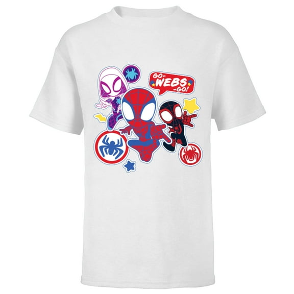 Marvel Spidey and His Amazing Friends Go-Webs-Go Boys - Short Sleeve T-Shirt for Kids - Customized-White