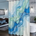 thumbnail image 6 of Blue Marble Shower Curtain, Modern Abstract Art Watercolor Blue Green Teal Waves Waterproof Shower Curtain Set with 12 Hooks Lightweight Bath Curtains Fabric Bathroom Decor 72x72 Inches, 6 of 9