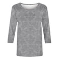 thumbnail image 2 of Fengqque Women's 3/4 Sleeve Printing T-Shirts Round Neck Tunic Tops Basic Tees Blouses Business Work Tee Top Black-C XXXXL(XXXXL), 2 of 5