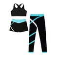 thumbnail image 2 of TiaoBug Kids Girls 3 Piece Active Sports Tracksuits Crop Top Vest with Booty Shorts Leggings Set Blue Green 16, 2 of 5