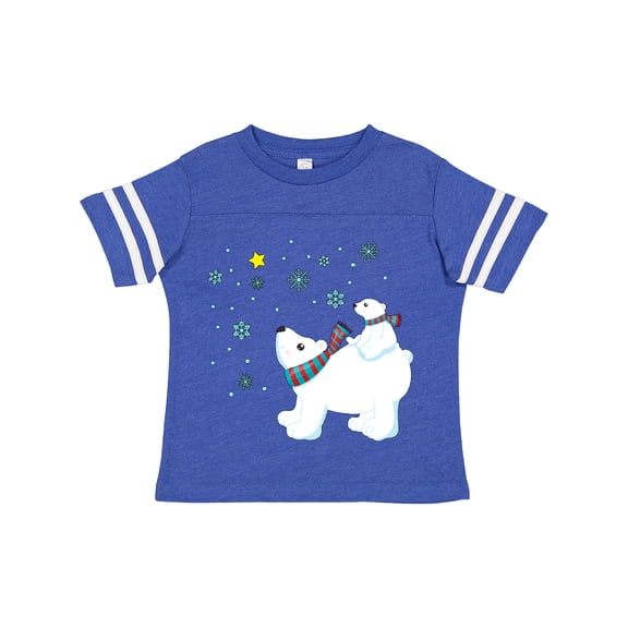 Inktastic Christmas Polar Bear and Cub with a star Boys or Girls Toddler T-Shirt