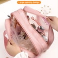 thumbnail image 4 of Bolsa de cosméticos de doble capa Bolsa de cosméticos esmerilada con separación seca y húmeda de PU, hecha de PU y malla, 4 of 5