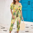 thumbnail image 2 of Penkiiy Combinaisons pour Femmes Mode Décontractée Imprimée Volants Bretelles une Épaule Combinaison à Lacets Pantalon Grand Jaune m Combinaisons, 2 of 6