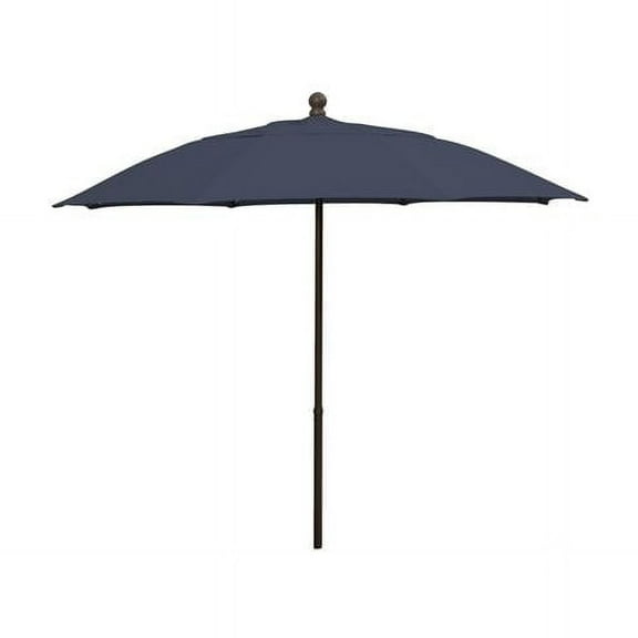 9 ft. Oct Patio Umbrella 6 Rib Push Up Champagne Bronze with Navy Blue Spun Poly Canopy