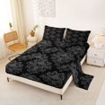 thumbnail image 2 of Homewish Halloween Sugar Skull Bed Sheets,Bohemian Damask Full Size Sheets,Black Gray,4-Piece,1 Flat Sheet, 1 Fitted Sheet and 2 Pillowcases, 2 of 6
