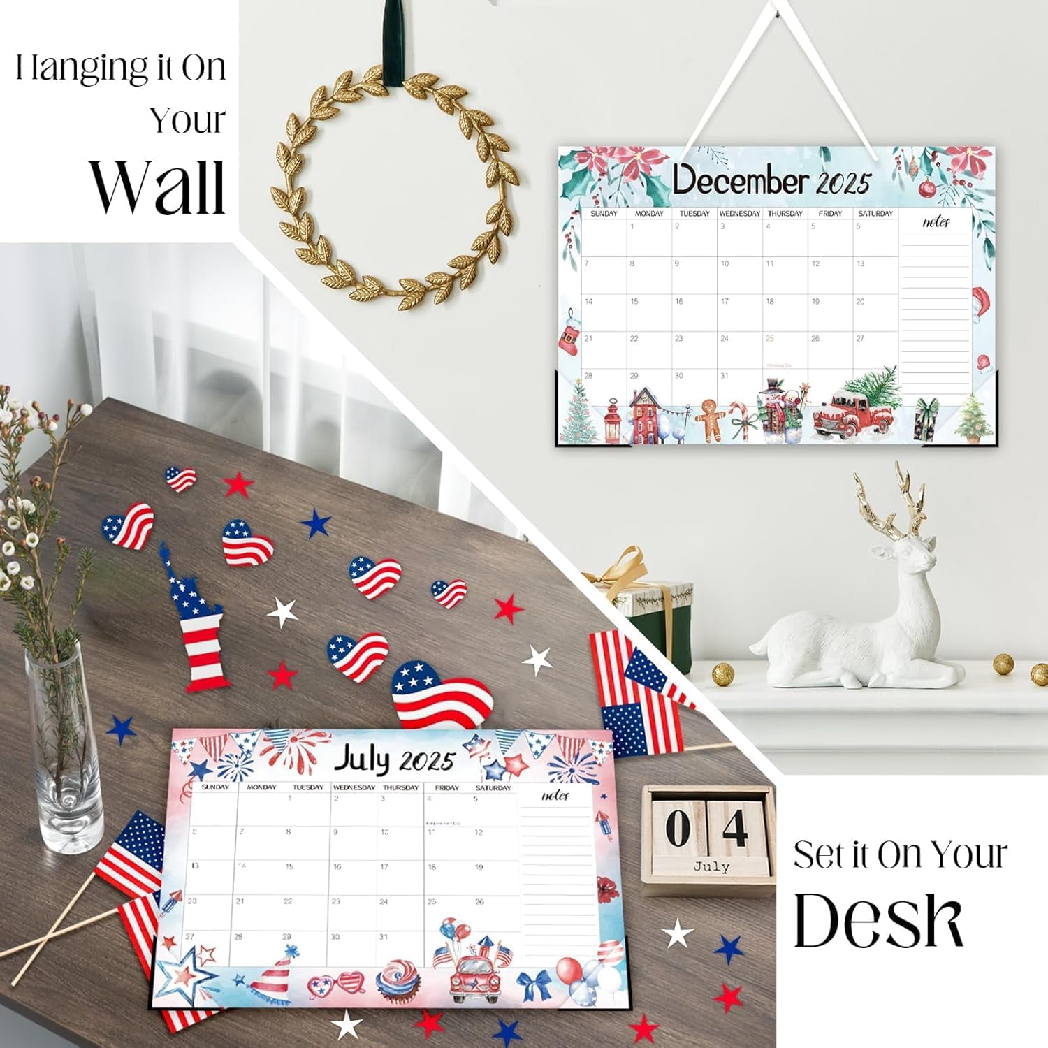 Desk Calendar 2025-2026, School Year Calendar 2025, 19-Month Desk/Wall Calendar, 2025 Jun - 2026 Dec, 17" X 11.5" Monthly Planner With Corner Protectors, Thick Paper For Home Office