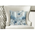 thumbnail image 4 of Ambesonne Winter Blue Throw Pillow Cover Pack of 2, Frosty Flowers Leopard, 2 Pcs-16"x16", Slate Blue Pale Tan and White, 4 of 5