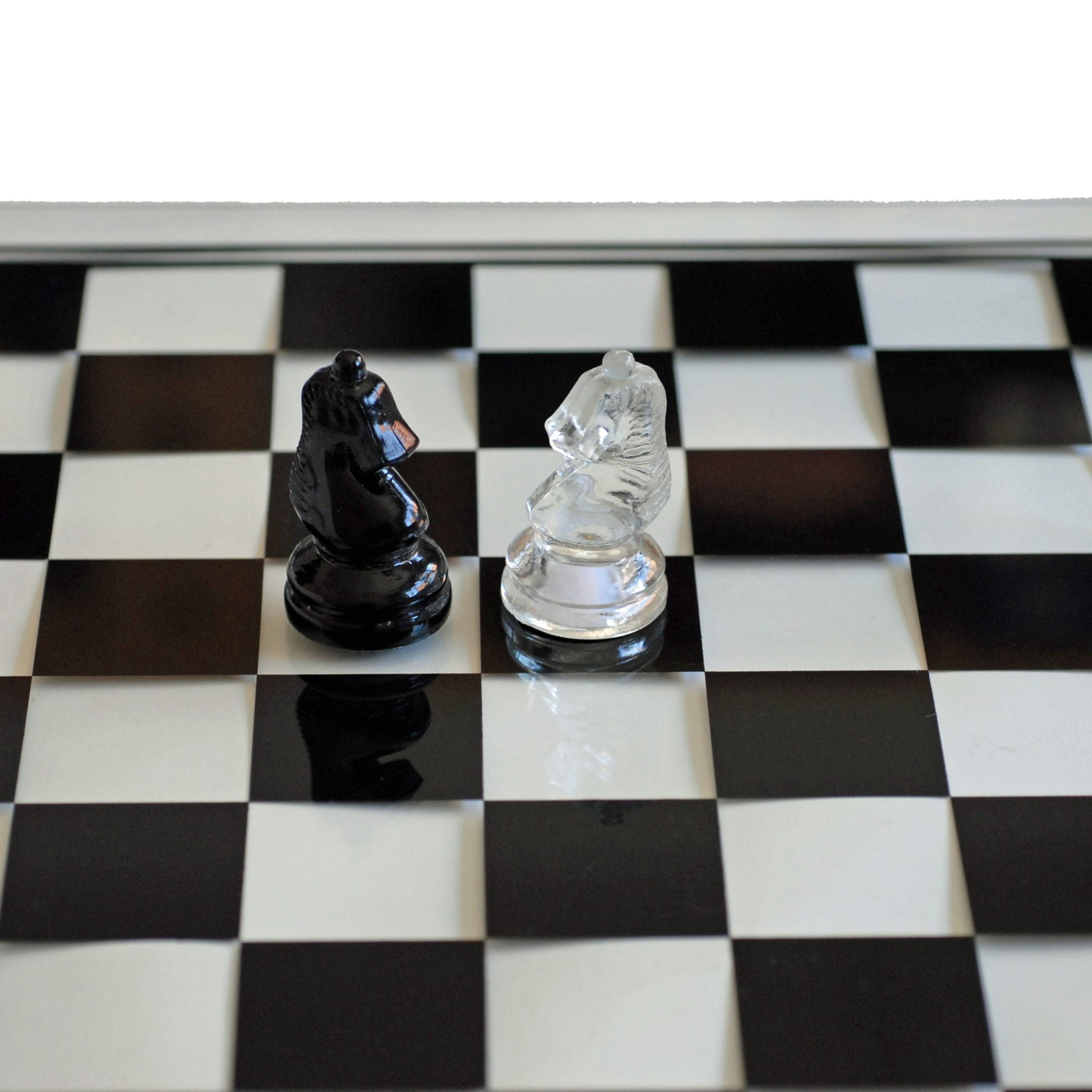 Black and Clear Glass Chess Set - 3 inch King - 32 Chess Pieces