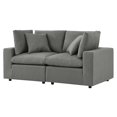 thumbnail image 5 of Modular Lounge Loveseat Deep Sofa, Charcoal Grey Gray, Fabric, Modern Contemporary, Outdoor Patio Balcony Cafe Bistro Garden Furniture Hotel Hospitality, 5 of 9