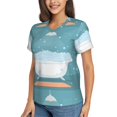 thumbnail image 2 of Wukai Bathtub with Soap Bubbles Classic V-Neck T-Shirt for Women: Comfortable, Stylish, and Versatile Wardrobe Essential-Medium, 2 of 7