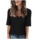 thumbnail image 1 of Blusa estampada de manga media y cuello en V para mujer - Top informal holgado hasta el codo, 1 of 7