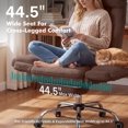 thumbnail image 3 of Genpo Cross Legged Office Chair, Criss Cross Desk Chair with Wheels, Brown Teddy Fleece Big and Tall Reclining Office Chair 500lbs with Foot Rest, Reversible Armrests & Wide Seat, 3 of 6