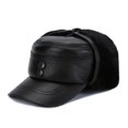 thumbnail image 1 of Adjustable Size Men Genuine Leather Hat Autumn Winter Warm Hats For Men Flat Cap ,Classic Design, 1 of 6