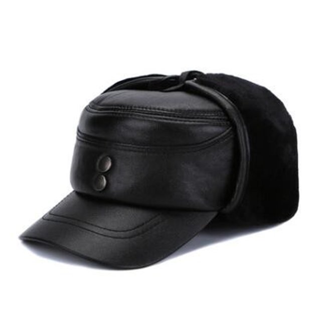 Adjustable Size Men Genuine Leather Hat Autumn Winter Warm Hats For Men Flat Cap
