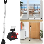 Security Door Stopper with Alarm & Sliding Patio Bar, 120db Loud Alert Adjustable Security Jammer Door Security Bar Window Child Proof Heavy Duty Door Stoppers for Home Apartment Travel - White