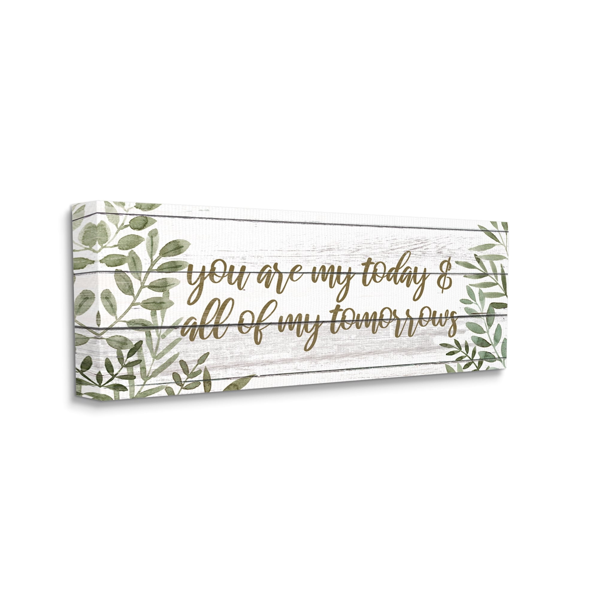 Stupell Industries Loving Romance Calligraphy Quote Botanical Leaves Graphic Art Gallery Wrapped Canvas Print Wall Art, Design by Grace Popp
