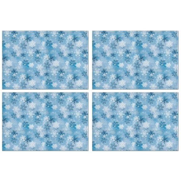 Light Blue Christmas Snowflake Pattern Summer Placemats Table Placemats Set Of 4-Linen Kitchen Washable Placemats Table Mats 11.8"x17.7" Non-Slip Heat Resistant