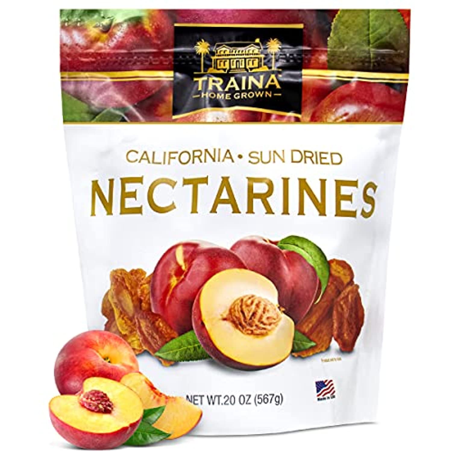 Traina Home Grown California Sun Dried Nectarines Healthy & NonGMO, Sweet Flavor, Sun Dried