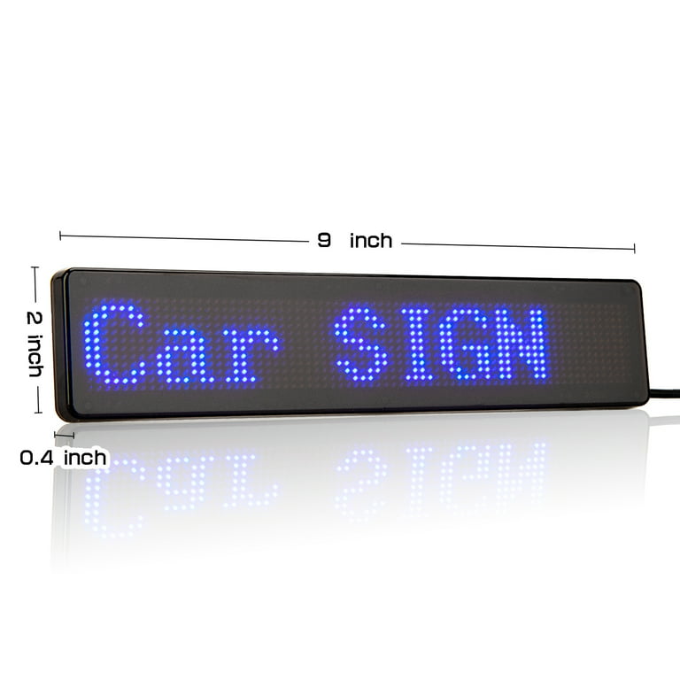 Leadleds DC 5V LED Sign Bluetooth Control Smartphone Programmable Scrolling  Message Board for Car Windows, Taxi, Store Front (Blue）