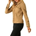 thumbnail image 5 of INSPIRE CHIC Women's Turn-Down Collar Flap Pockets Snap Button Faux Suede Jacket XS Brown, 5 of 8
