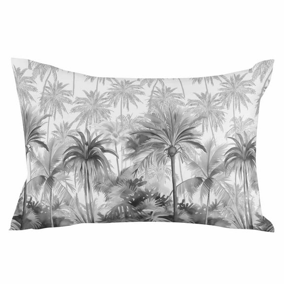 Gray Palm Trees Botanical Standard Size Pillow Cover, Pillowcase Protectors with Zipper, Breathable Decorative Throw Pillow Case Cover, Pillow Shams for Couch Sofa 20x26Inch