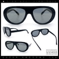 thumbnail image 2 of Retro Futurism Bold Flat Top Thick Plastic Racer Fashion Sunglasses [Navy - Gold Mirror], 2 of 7