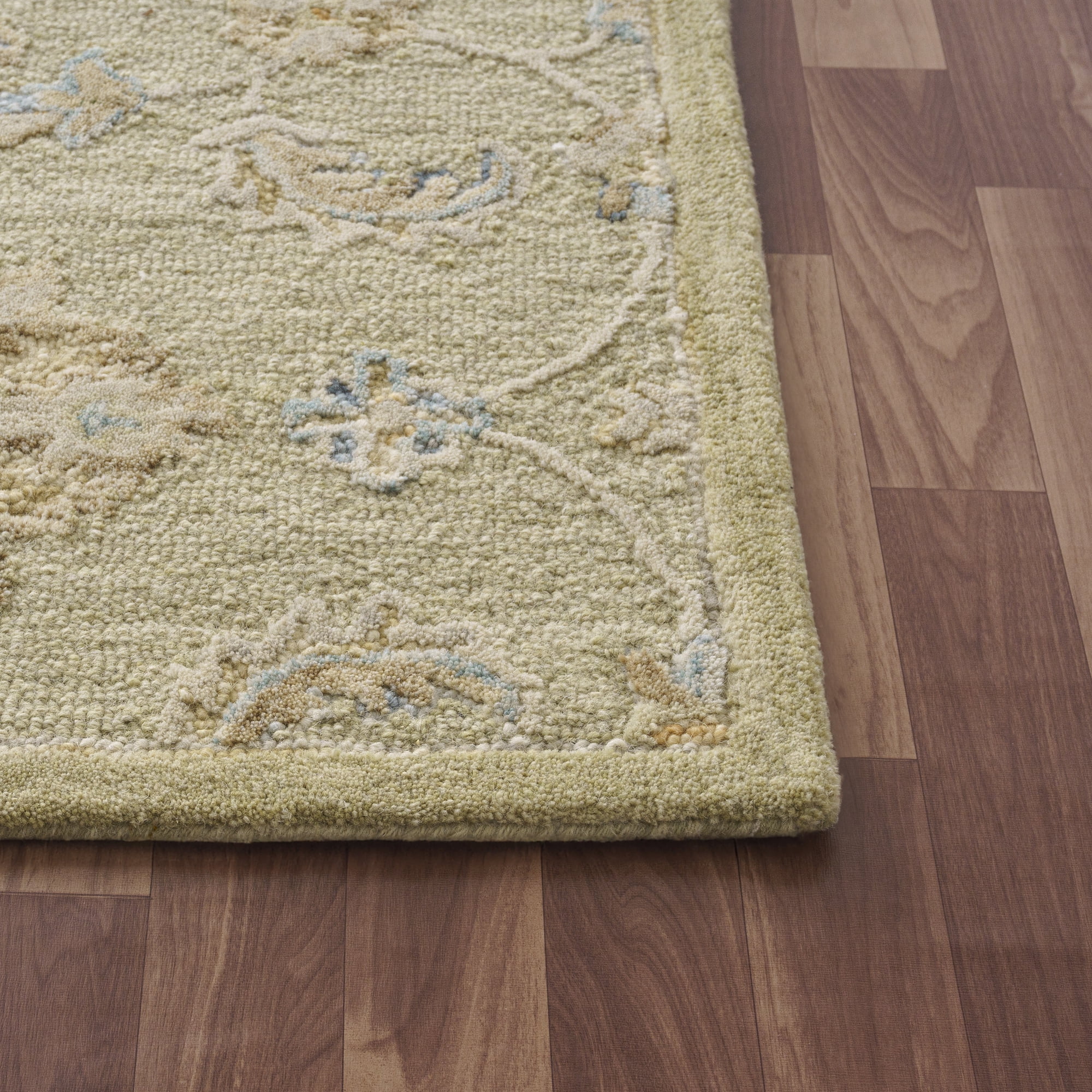Ox Bay Elaine Floral Classic Hand-Tufted Wool Indoor Area Rug, Tea Green/Beige, 2' x 3'
