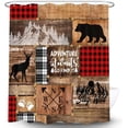 thumbnail image 2 of Cabin Bear Shower Curtain, Country Wildlife Deer Forest Decor Bathroom Curtains, Hunting Woodland Farmhouse Fabric Accessories Set Curtains with Hooks, 72X84in, 2 of 5