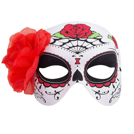 Adults Day of The Dead Half Mask- Costume Accessory
