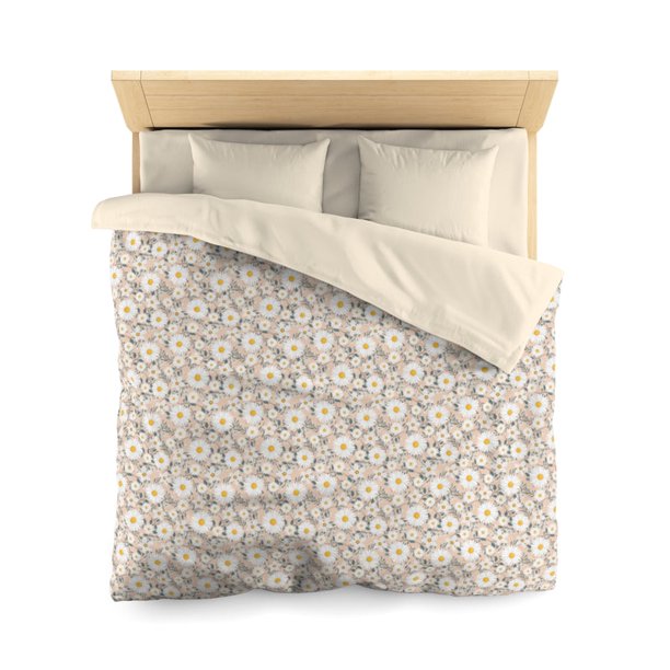 Daisy Flores Funda Nórdica, Rosa Pastel Floral Microfibra Full Queen Twin Unique