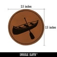 thumbnail image 2 of Canoe Water Boat with Paddle 2.5" Faux Leather Round Engraved Iron-On Patch - Brown, 2 of 6