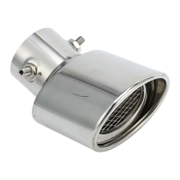 Unique Bargains Curved Slant Exhaust Tip 2.3" Inlet 3.9" Outlet 5.3" Length Universal Stainless Steel Silver Tone
