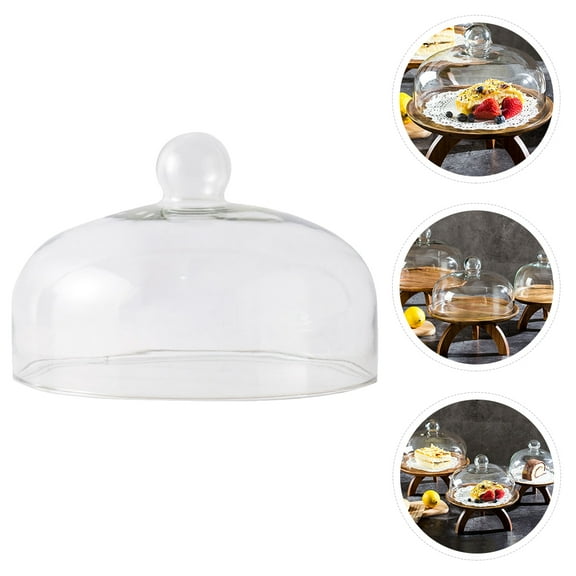 Round Cake Dome Cover Glass Cloche Cover Plate Lid Cake Dessert Display Platter Cover Screen Protector for Bread Pizza Cupcake Cheese Dry Fruit