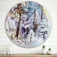 thumbnail image 2 of Designart 'The Lake With Winter Snowy Forest' Lake House Circle Metal Wall Art 36x36 - Disc of 36, 2 of 5