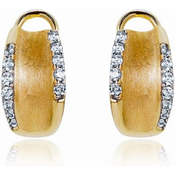 Dainty Gold Hoop Earrings for Women with Brushed Finish S925 Sterling Silver Hoop Earrings CZ Simulated Gold Diamond Hoop Earrings for Women Elegant Bridal Earrings