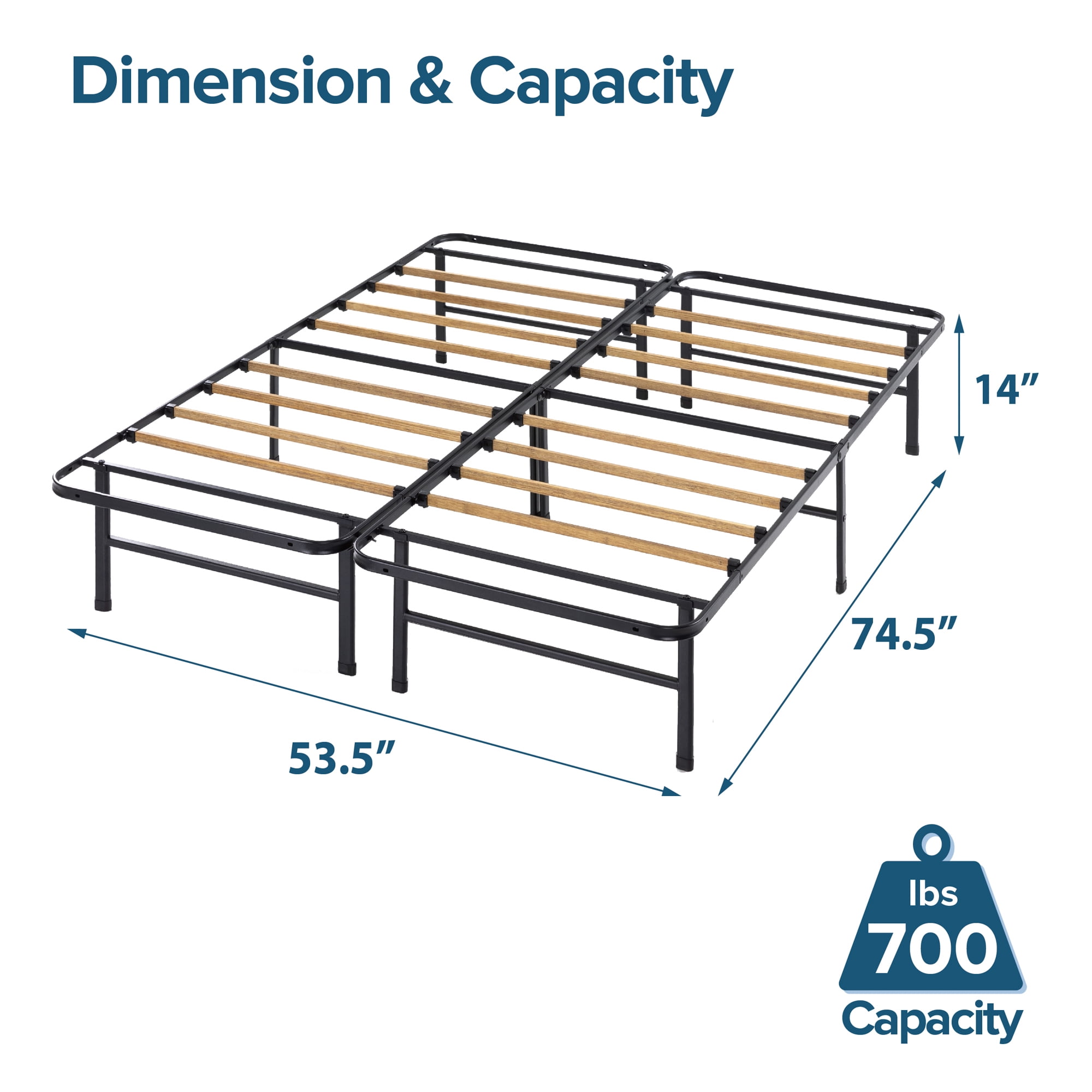 Zinus Smartbase 14" Essential Bed Frame Foundation with Bamboo Slats, Full