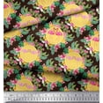 thumbnail image 3 of Soimoi Brown Cotton Cambric Fabric Flamingo & Bird Fabric Prints By Yard 42 Inch Wide, 3 of 3