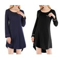 thumbnail image 4 of Ougyinr Women's Nightgown Long Sleeves Pajama Nightgowns Sleepwear Sleep Casual Sleepshirts Loose Dress Pajama, 4 of 6