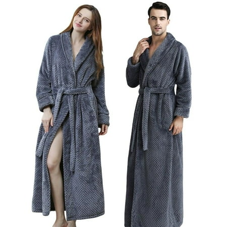 

Clearance!Women Men Pajama Warm Coral Flannel Kimono Sleepwear Thick Long Soft Cute Nightwear Female Dressing Gown Long Bathrobe